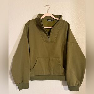 Trendy Queen Olive Zip-Up Sweater. Size XL.